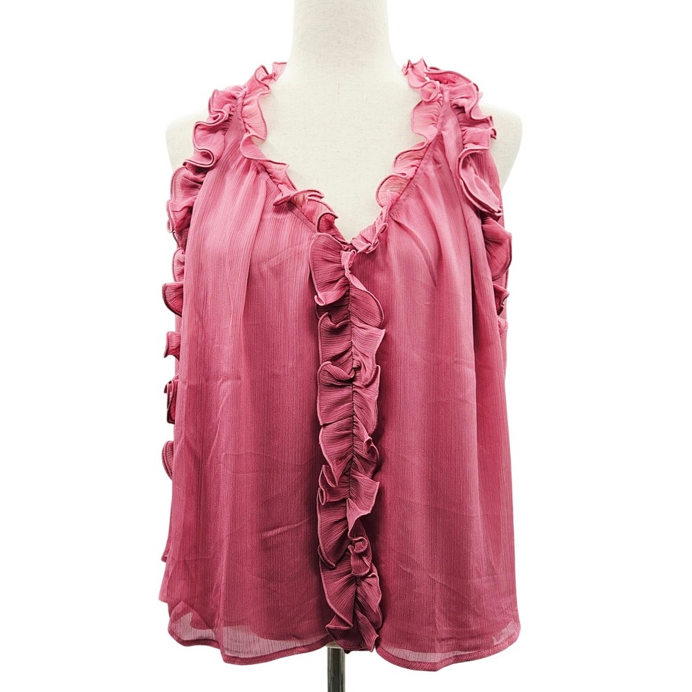 Loft Womens Pink Ruffle Sleeveless Blouse Top Size M NWT 39541611